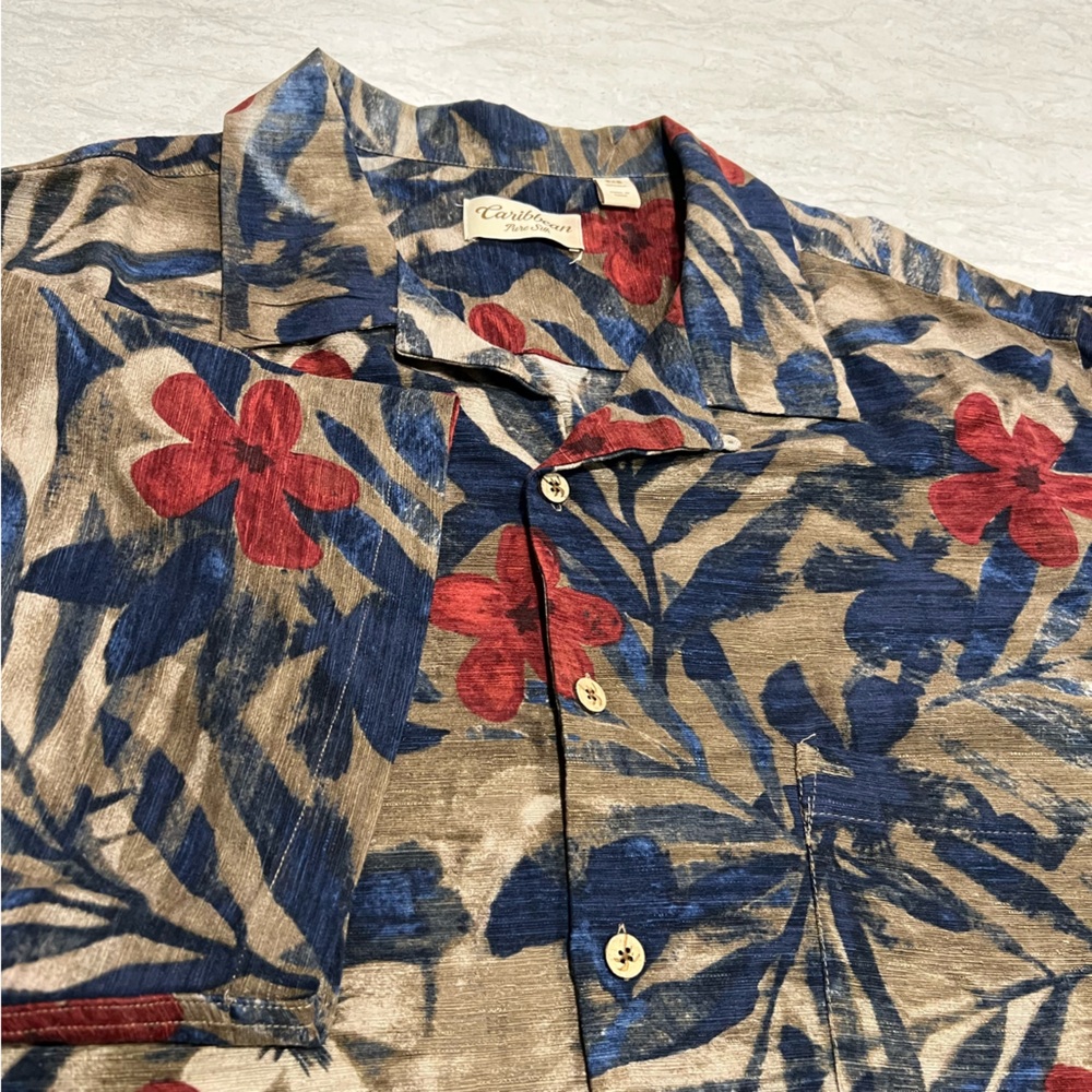Caribbean Men's Hawaiian Shirt 100% Silk - 3XB